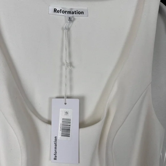 REFORMATION Mikol Knit Dress WHITE NEW - Picture 6 of 9